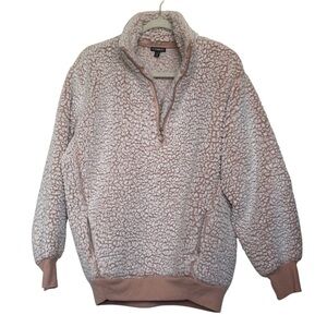 Express Cream and Tan Sherpa Pullover